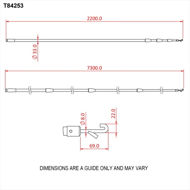 Doughty T84253 7.4M Telescopic Operators Pole (3 Section) 