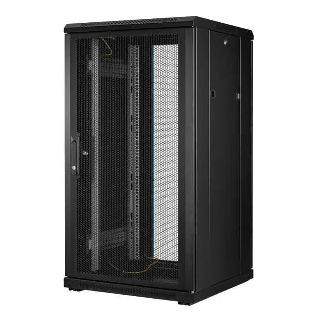 LinkIT Nettverksskap 22U Svart B600xD600xH1166, Glass - Perforert 