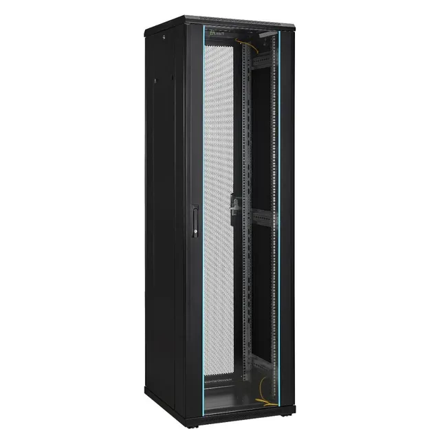 LinkIT Nettverksskap 42U Svart B600xD600xH2055, Glass - Perforert 