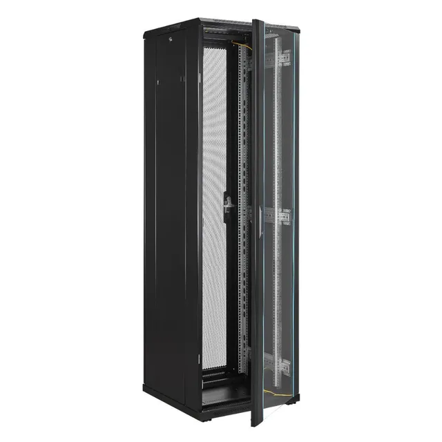 LinkIT Nettverksskap 42U Svart B600xD600xH2055, Glass - Perforert 